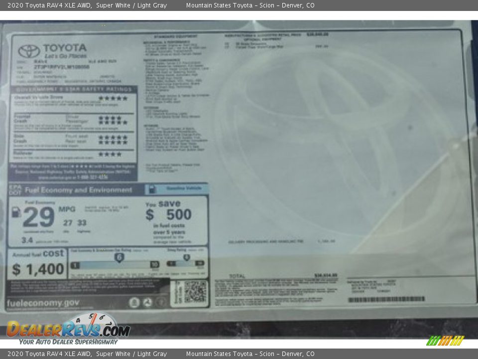 2020 Toyota RAV4 XLE AWD Super White / Light Gray Photo #10