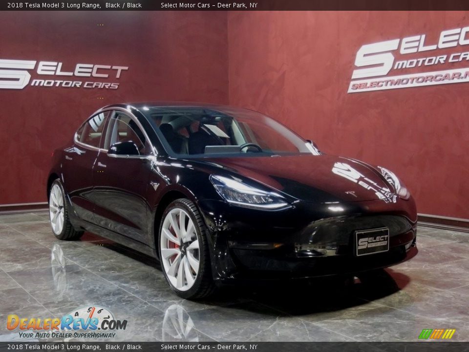 2018 Tesla Model 3 Long Range Black / Black Photo #3
