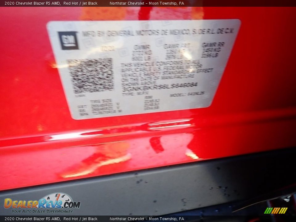2020 Chevrolet Blazer RS AWD Red Hot / Jet Black Photo #14