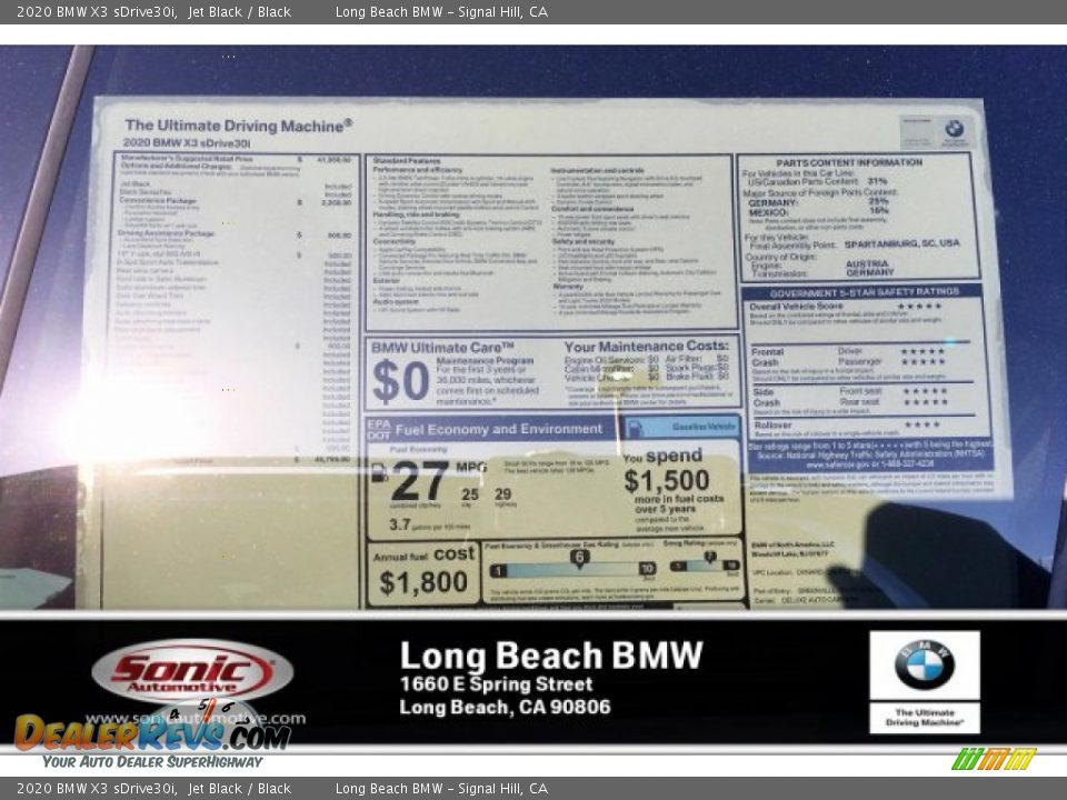 2020 BMW X3 sDrive30i Jet Black / Black Photo #10