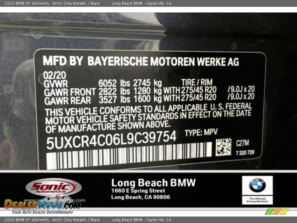 2020 BMW X5 sDrive40i Arctic Grey Metallic / Black Photo #11