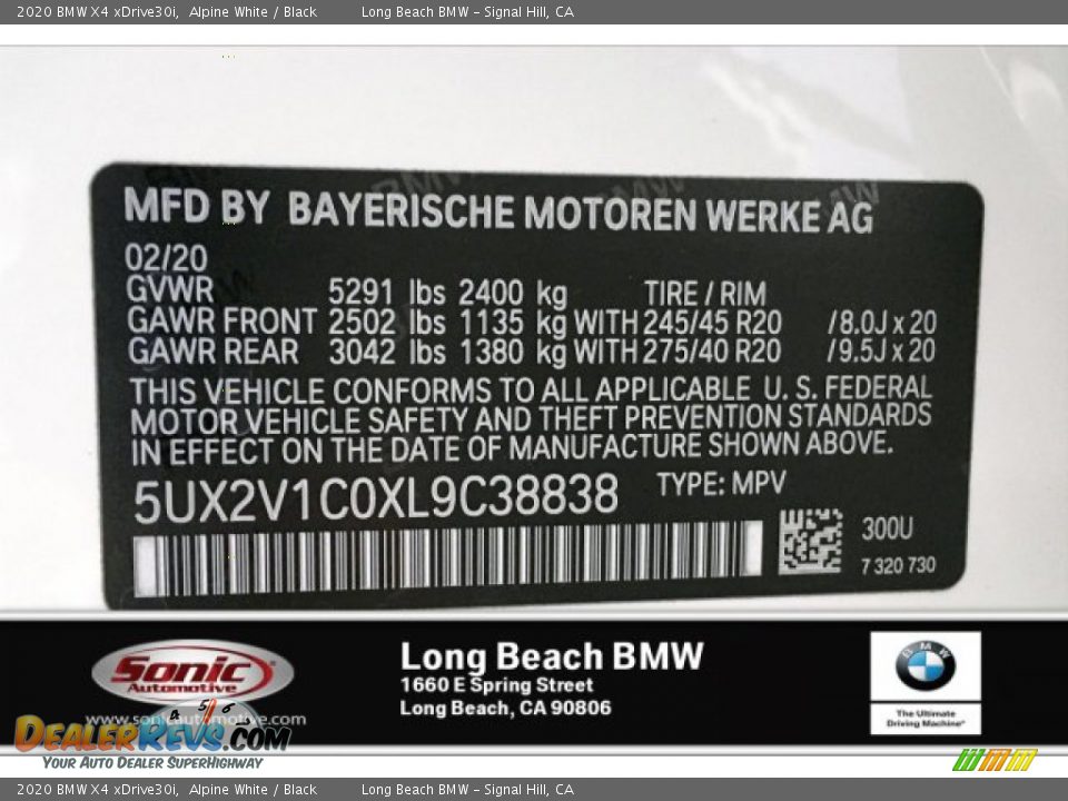 2020 BMW X4 xDrive30i Alpine White / Black Photo #11