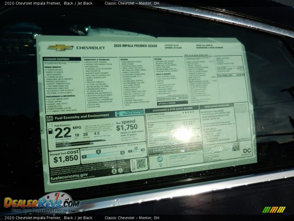 2020 Chevrolet Impala Premier Black / Jet Black Photo #7