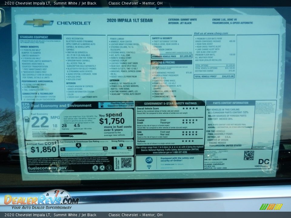 2020 Chevrolet Impala LT Summit White / Jet Black Photo #7