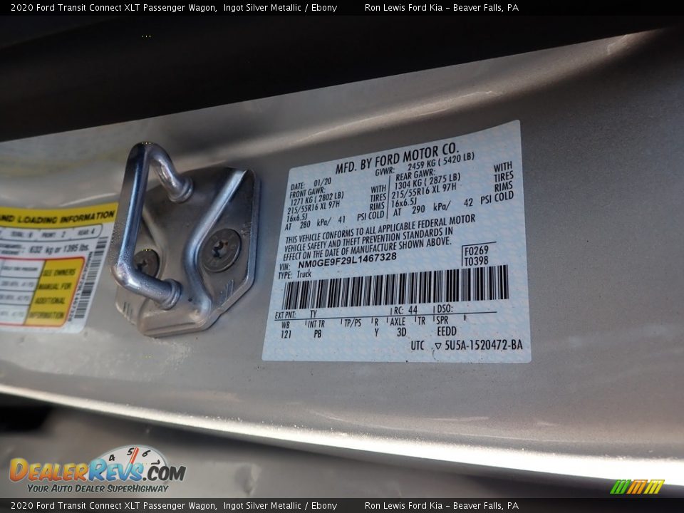 2020 Ford Transit Connect XLT Passenger Wagon Ingot Silver Metallic / Ebony Photo #11