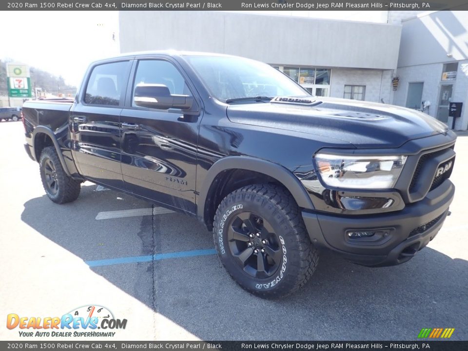 2020 Ram 1500 Rebel Crew Cab 4x4 Diamond Black Crystal Pearl / Black Photo #3