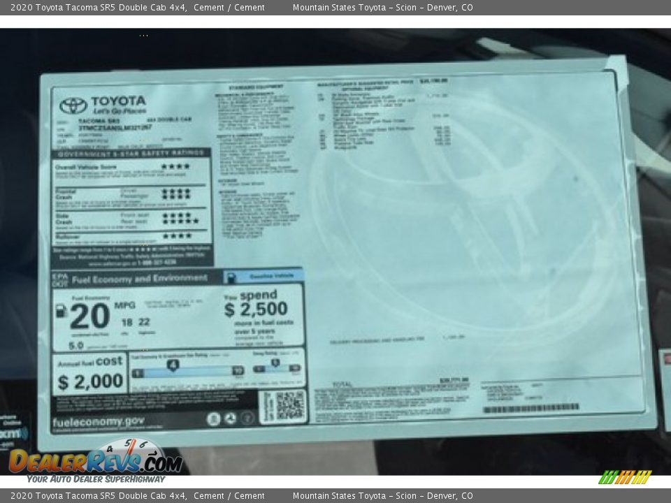 2020 Toyota Tacoma SR5 Double Cab 4x4 Cement / Cement Photo #10