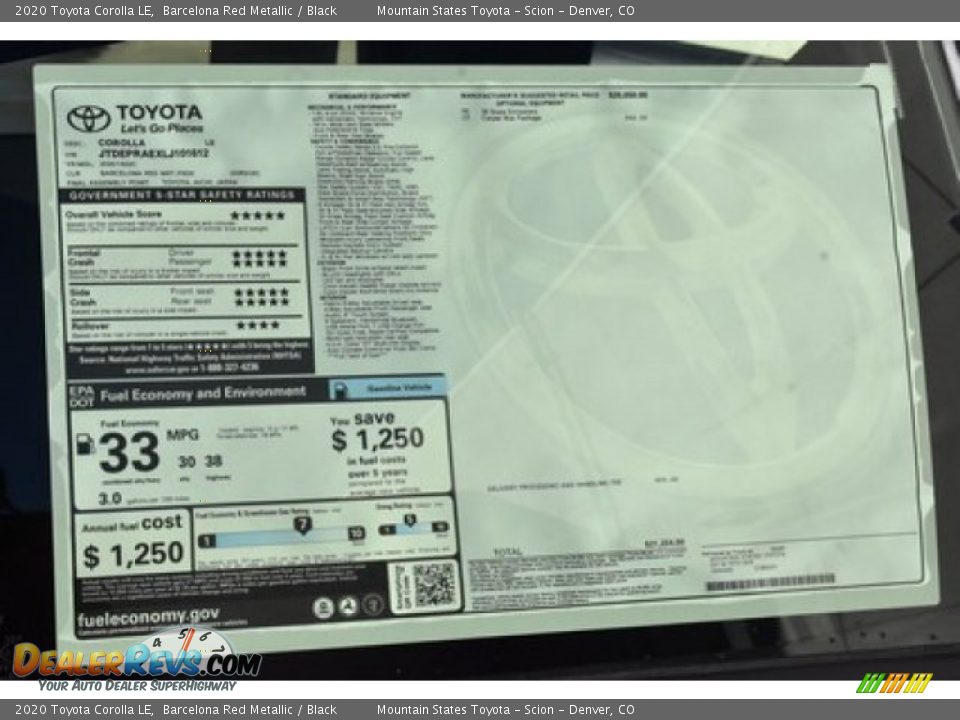 2020 Toyota Corolla LE Barcelona Red Metallic / Black Photo #10