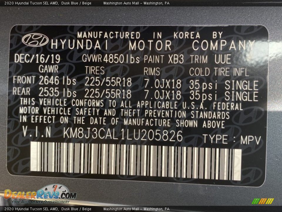 2020 Hyundai Tucson SEL AWD Dusk Blue / Beige Photo #9