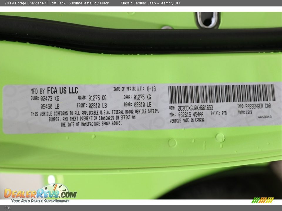 Dodge Color Code PFB Sublime Metallic