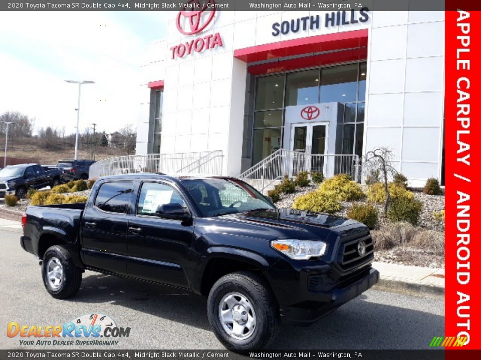 2020 Toyota Tacoma SR Double Cab 4x4 Midnight Black Metallic / Cement Photo #1