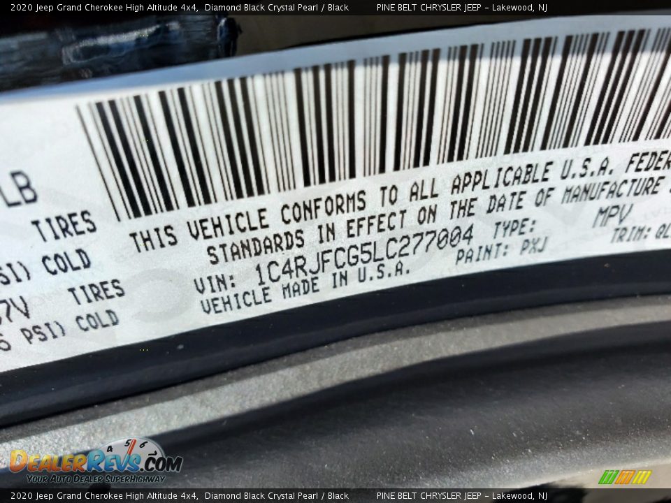 2020 Jeep Grand Cherokee High Altitude 4x4 Diamond Black Crystal Pearl / Black Photo #12