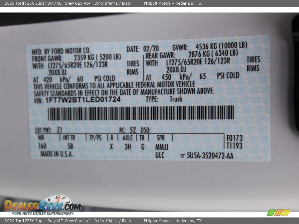 2020 Ford F250 Super Duty XLT Crew Cab 4x4 Oxford White / Black Photo #24