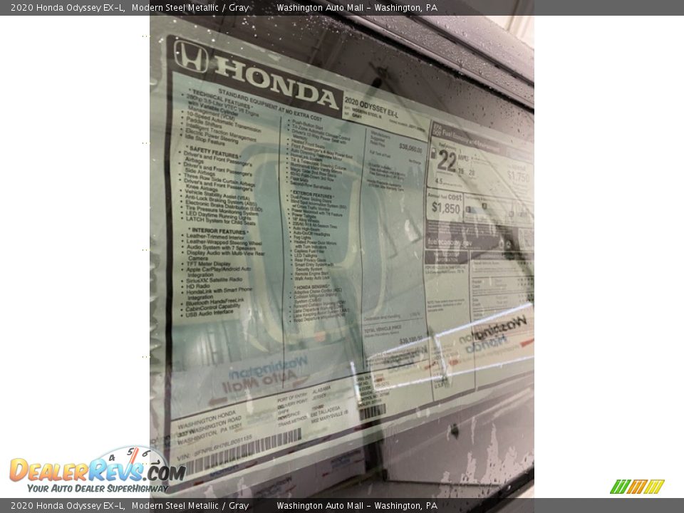 2020 Honda Odyssey EX-L Modern Steel Metallic / Gray Photo #15