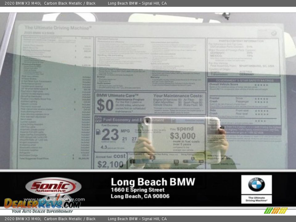 2020 BMW X3 M40i Carbon Black Metallic / Black Photo #10