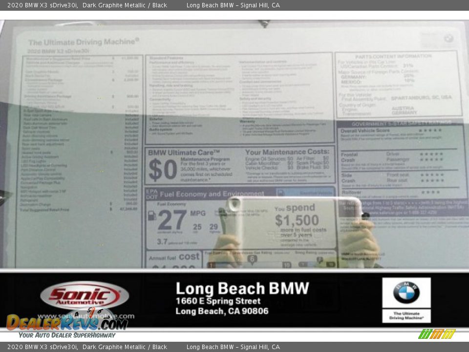 2020 BMW X3 sDrive30i Dark Graphite Metallic / Black Photo #10