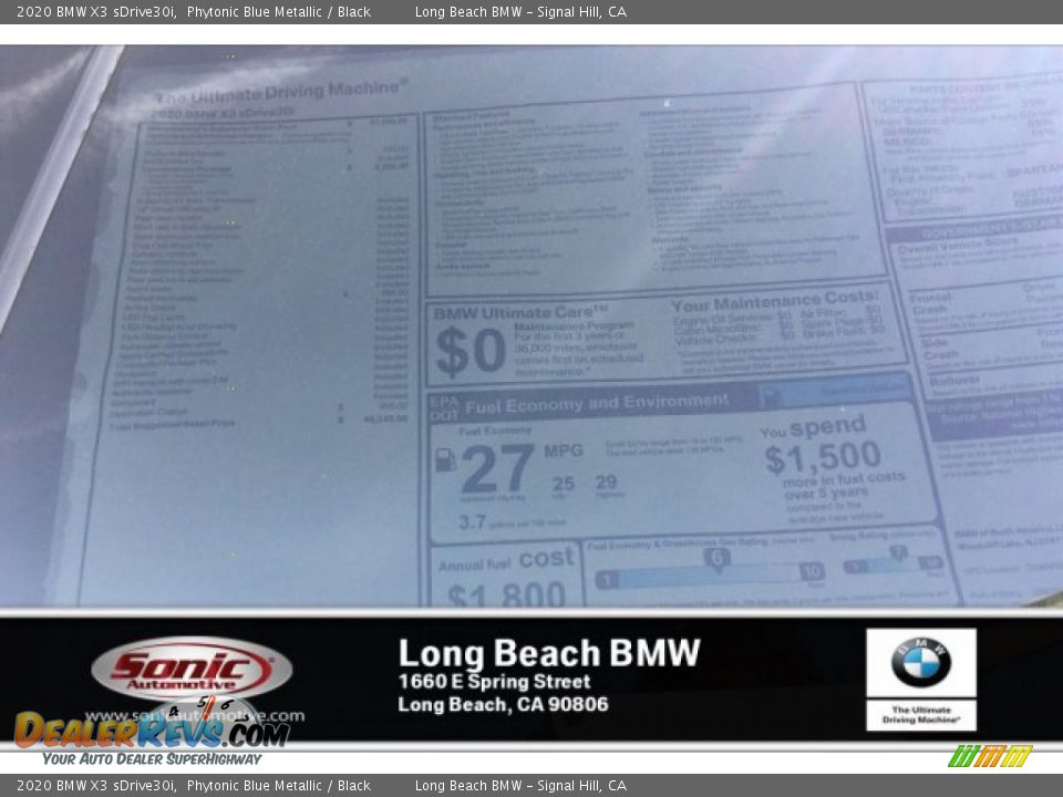 2020 BMW X3 sDrive30i Phytonic Blue Metallic / Black Photo #10