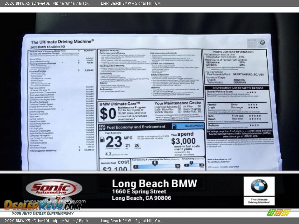 2020 BMW X5 sDrive40i Alpine White / Black Photo #10