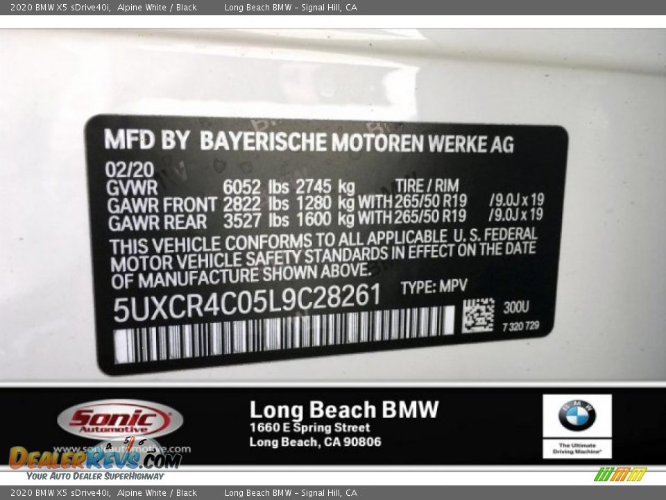 2020 BMW X5 sDrive40i Alpine White / Black Photo #11