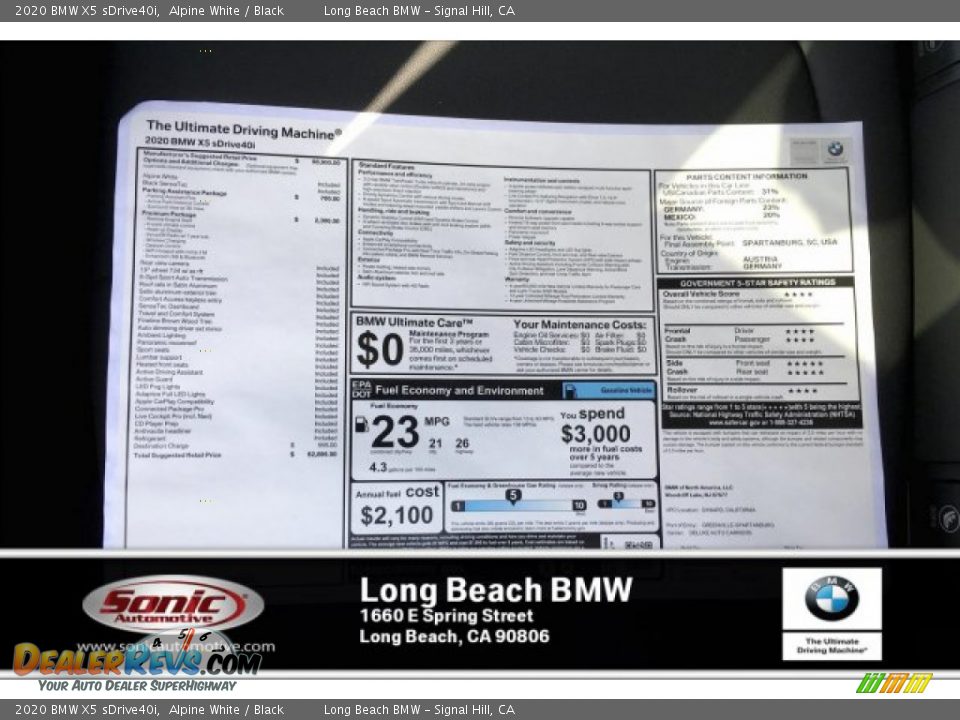 2020 BMW X5 sDrive40i Alpine White / Black Photo #10