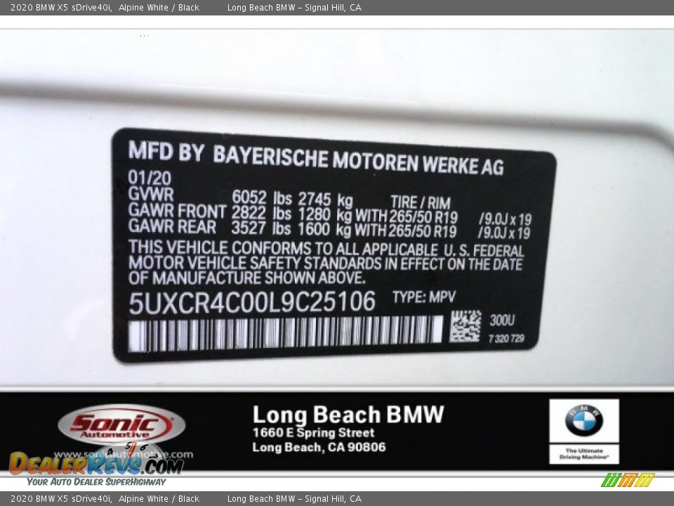 2020 BMW X5 sDrive40i Alpine White / Black Photo #11