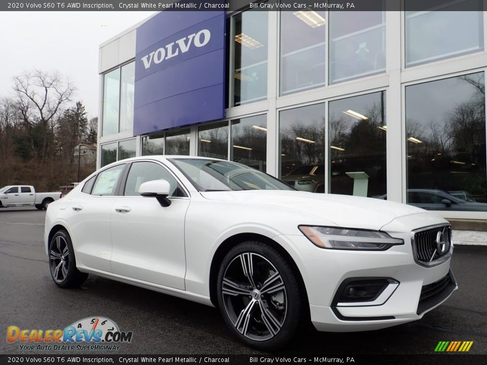 2020 Volvo S60 T6 AWD Inscription Crystal White Pearl Metallic / Charcoal Photo #1