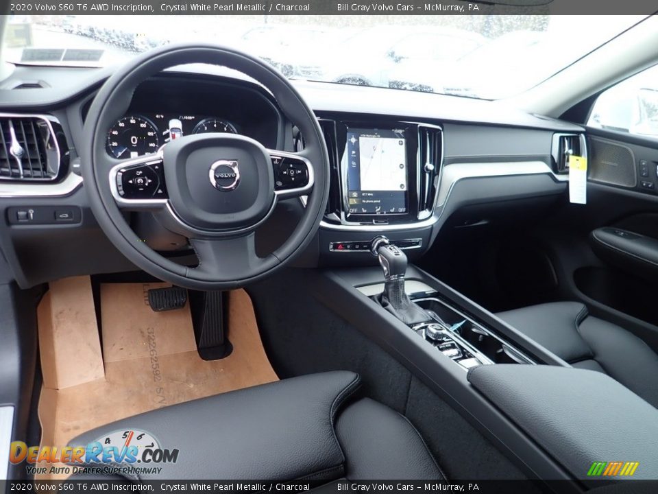 2020 Volvo S60 T6 AWD Inscription Crystal White Pearl Metallic / Charcoal Photo #9