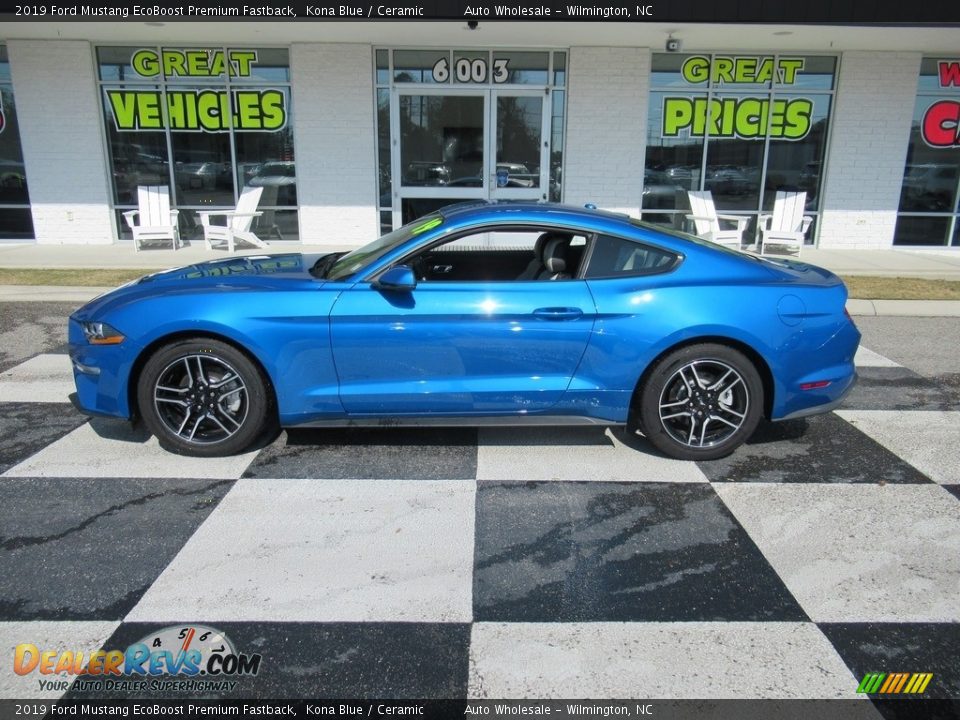 2019 Ford Mustang EcoBoost Premium Fastback Kona Blue / Ceramic Photo #1