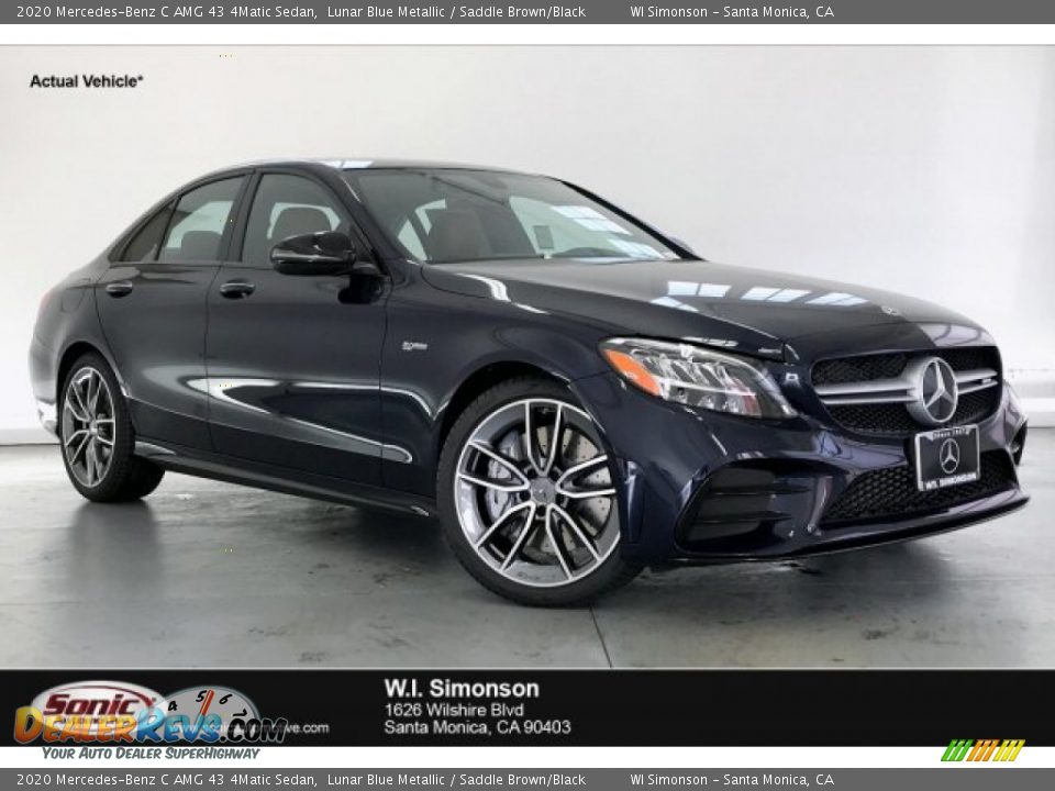 2020 Mercedes-Benz C AMG 43 4Matic Sedan Lunar Blue Metallic / Saddle Brown/Black Photo #1