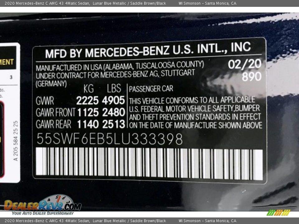 2020 Mercedes-Benz C AMG 43 4Matic Sedan Lunar Blue Metallic / Saddle Brown/Black Photo #24
