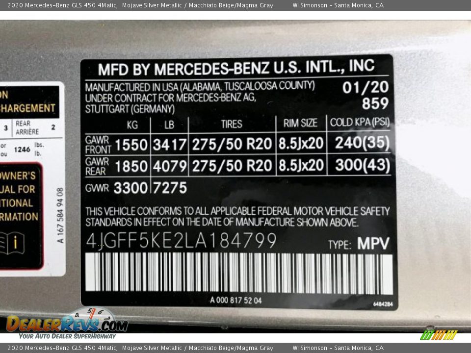2020 Mercedes-Benz GLS 450 4Matic Mojave Silver Metallic / Macchiato Beige/Magma Gray Photo #11