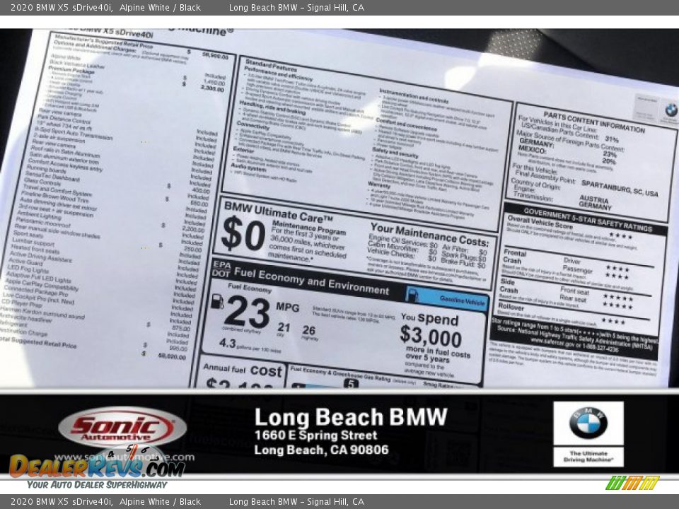 2020 BMW X5 sDrive40i Alpine White / Black Photo #10