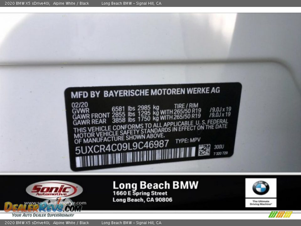 2020 BMW X5 sDrive40i Alpine White / Black Photo #11