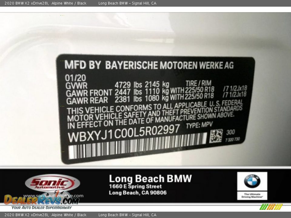 2020 BMW X2 xDrive28i Alpine White / Black Photo #11