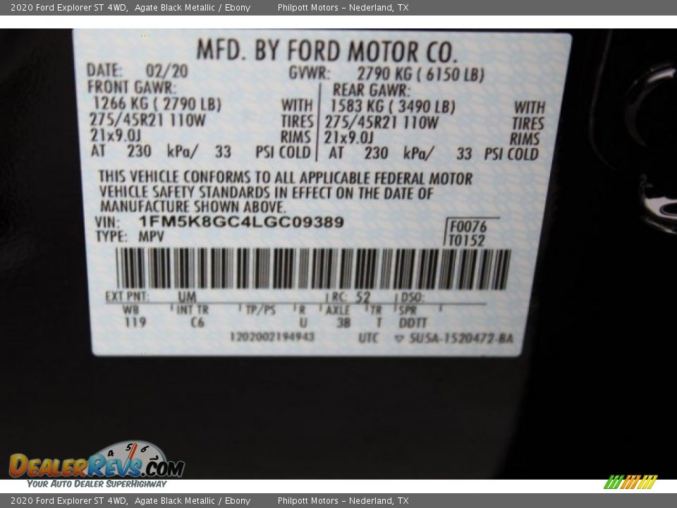 2020 Ford Explorer ST 4WD Agate Black Metallic / Ebony Photo #26