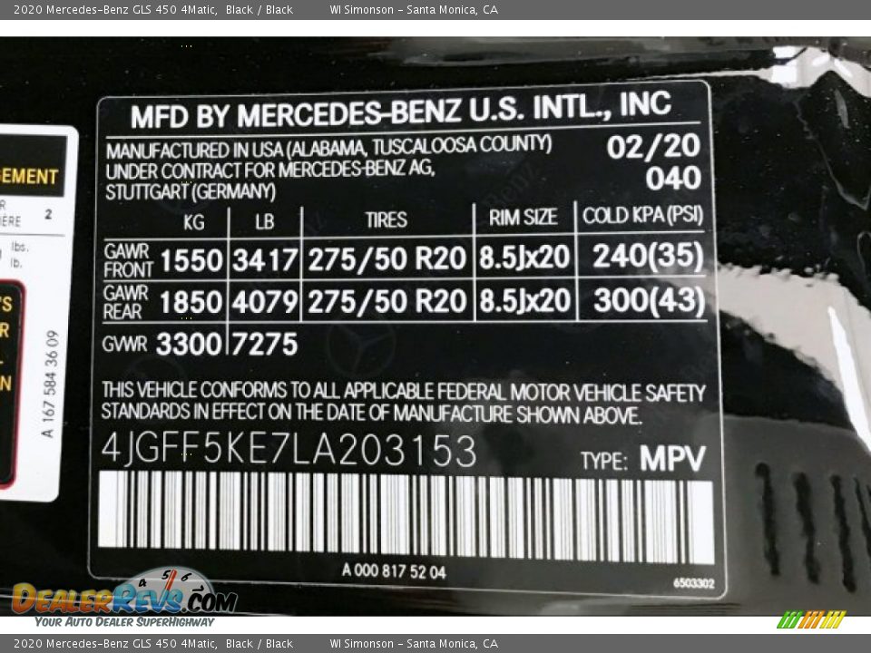 2020 Mercedes-Benz GLS 450 4Matic Black / Black Photo #11