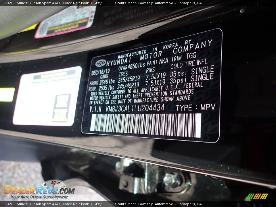 2020 Hyundai Tucson Sport AWD Black Noir Pearl / Gray Photo #12