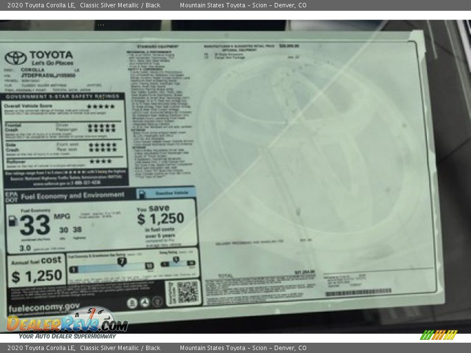 2020 Toyota Corolla LE Classic Silver Metallic / Black Photo #10