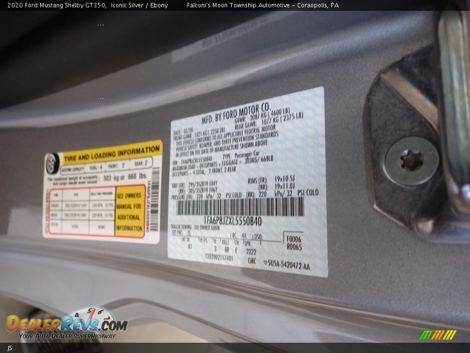 Ford Color Code JS Iconic Silver