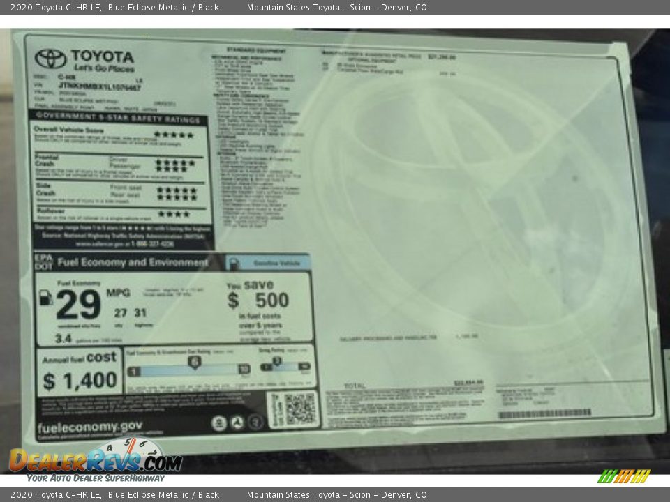 2020 Toyota C-HR LE Blue Eclipse Metallic / Black Photo #9