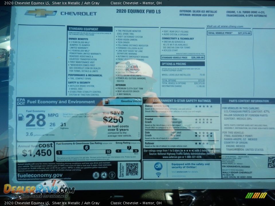 2020 Chevrolet Equinox LS Silver Ice Metallic / Ash Gray Photo #7