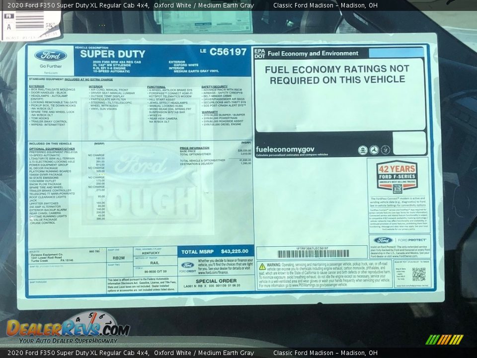 2020 Ford F350 Super Duty XL Regular Cab 4x4 Window Sticker Photo #14