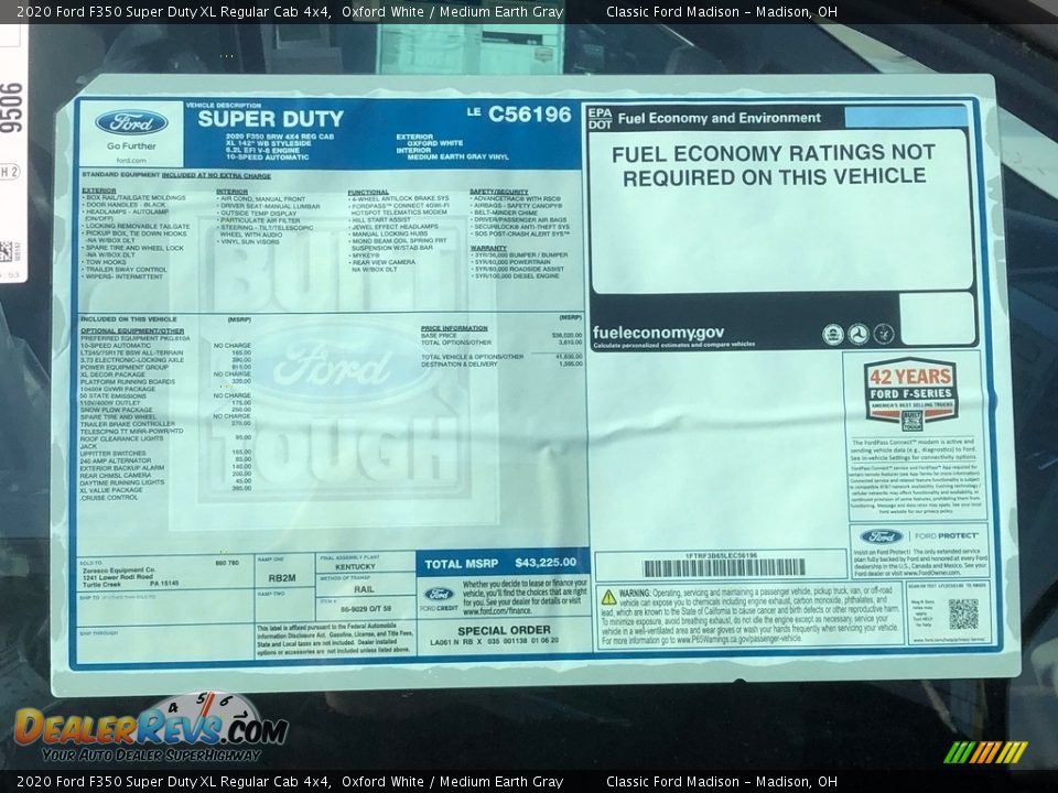 2020 Ford F350 Super Duty XL Regular Cab 4x4 Oxford White / Medium Earth Gray Photo #14