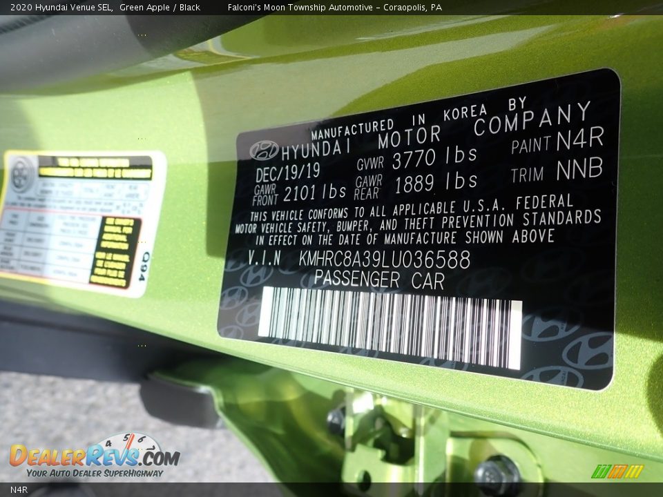 Hyundai Color Code N4R Green Apple