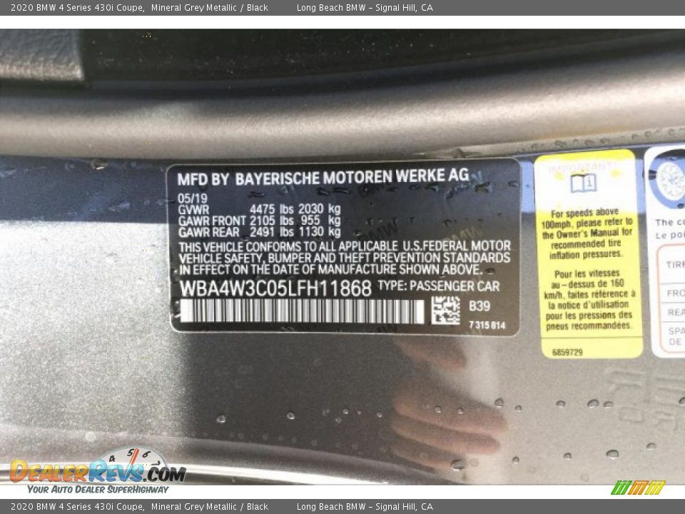 2020 BMW 4 Series 430i Coupe Mineral Grey Metallic / Black Photo #11