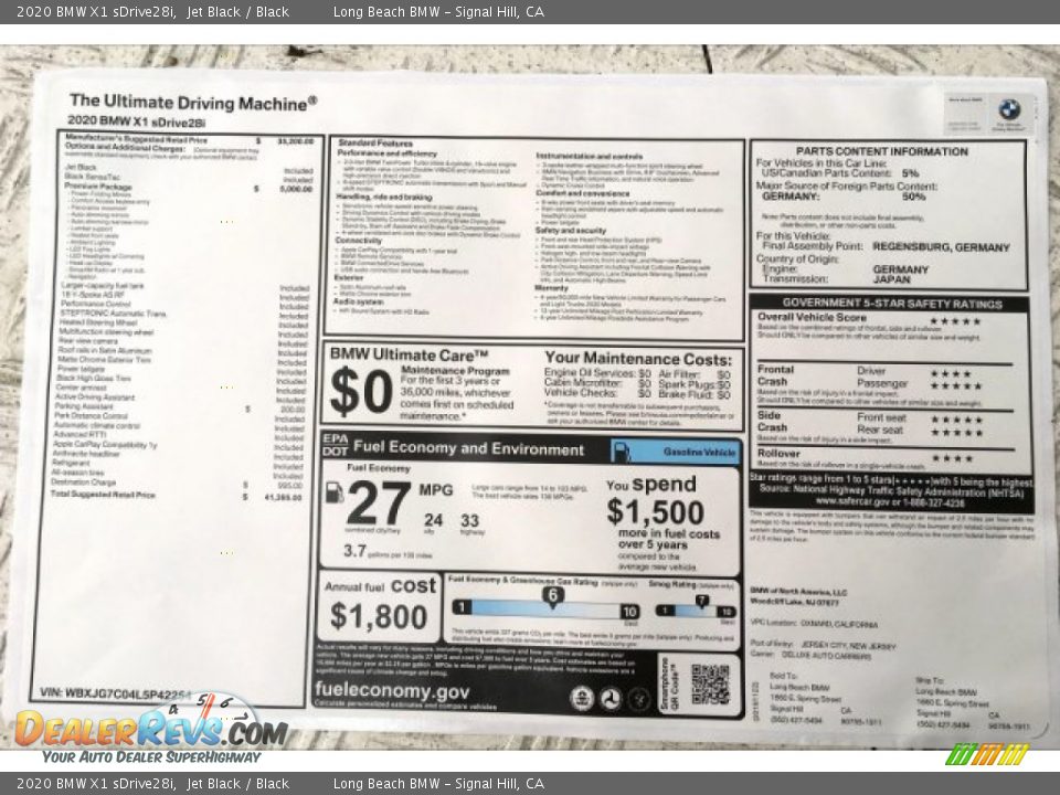 2020 BMW X1 sDrive28i Jet Black / Black Photo #10