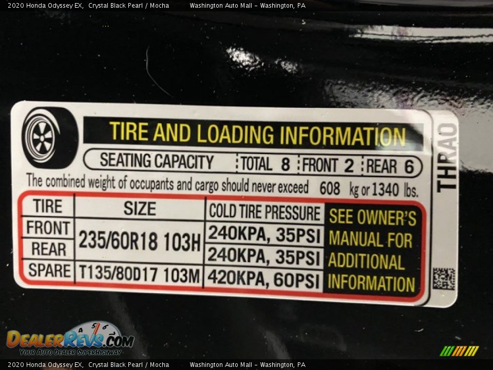 2020 Honda Odyssey EX Crystal Black Pearl / Mocha Photo #8