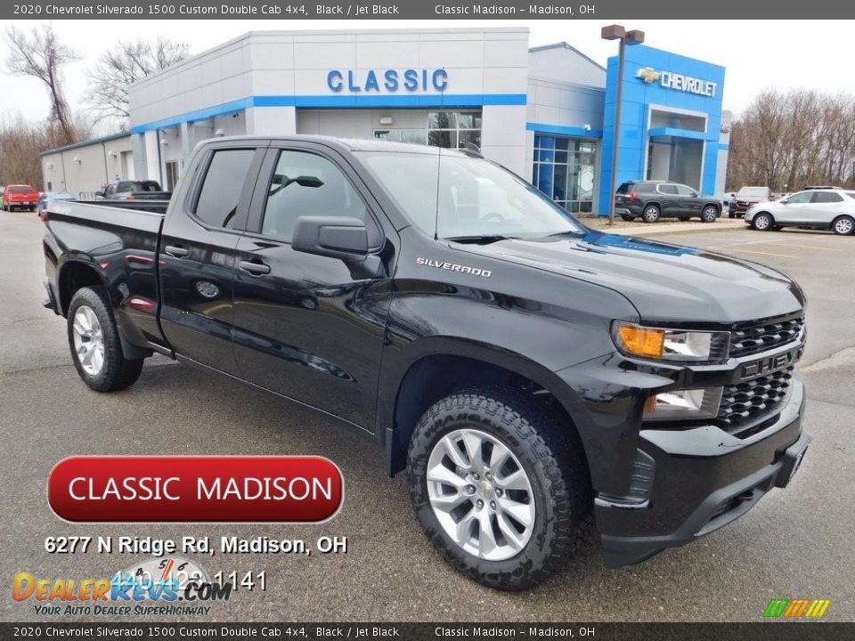 2020 Chevrolet Silverado 1500 Custom Double Cab 4x4 Black / Jet Black Photo #1