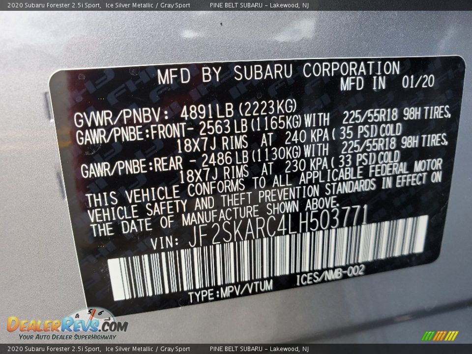 2020 Subaru Forester 2.5i Sport Ice Silver Metallic / Gray Sport Photo #13
