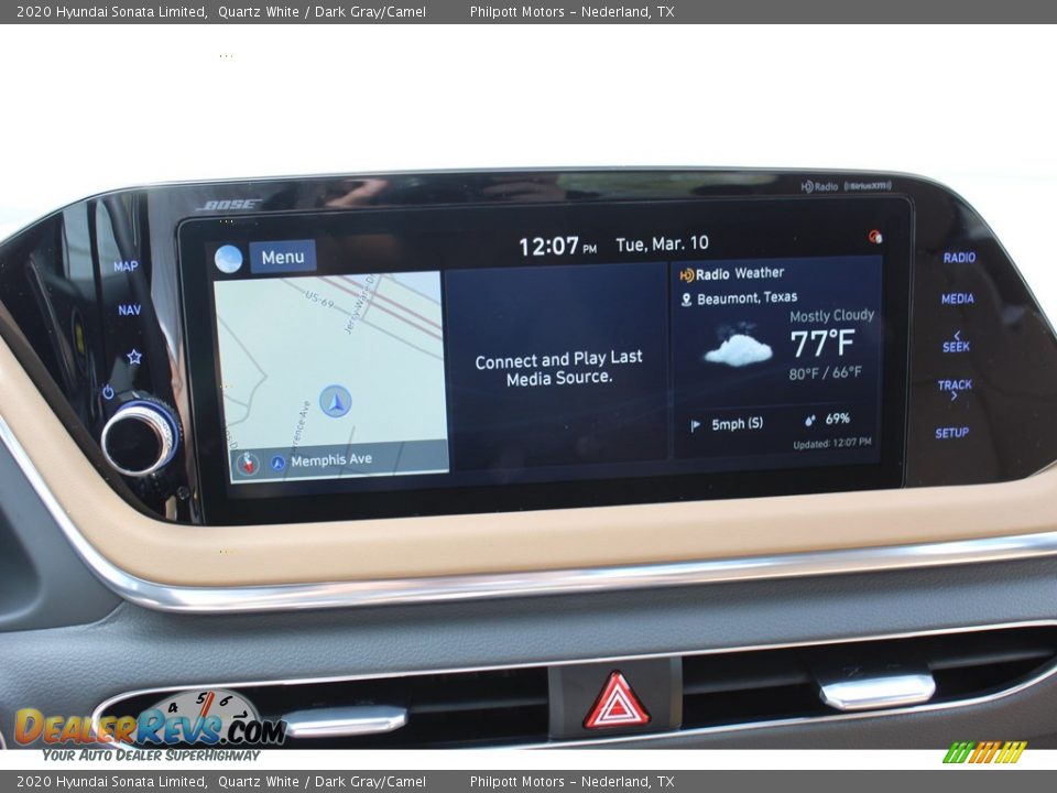 2020 Hyundai Sonata Limited Quartz White / Dark Gray/Camel Photo #15